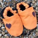 Baby Booties, Orange And Black 3-9 Months