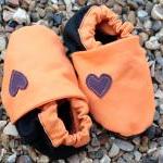 Baby Booties, Orange And Black 3-9 Months