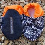 Baby Booties, Navy And White Pattern, 3-9 Months..